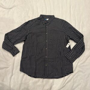 Men's Blue and Black Checkered Shirt